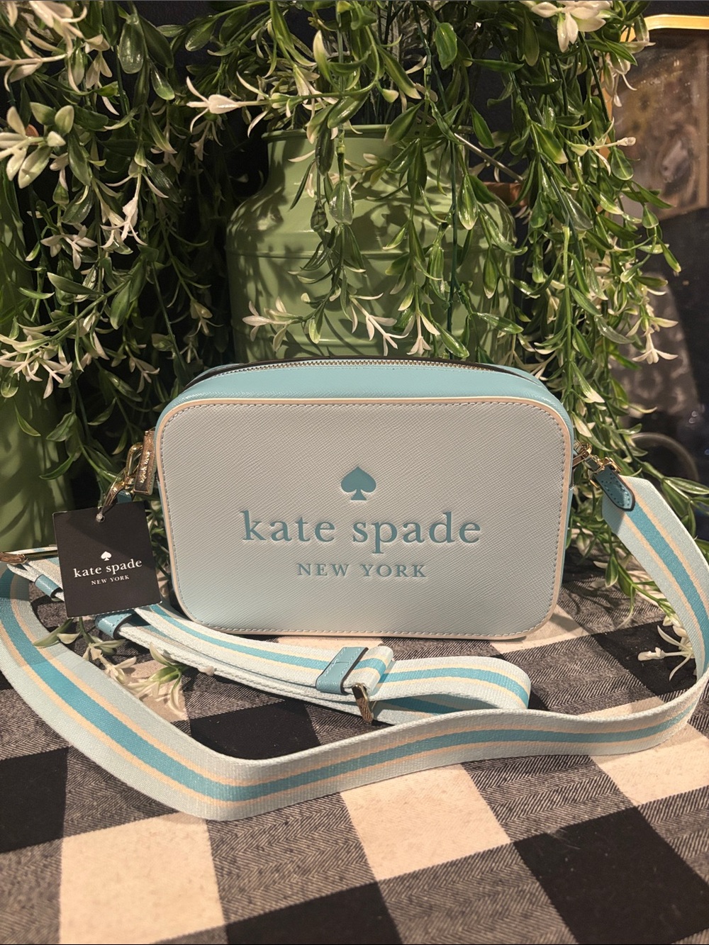 Kate Spade Oh Snap Colorblock Mini Camera Bag in crisp sky blue